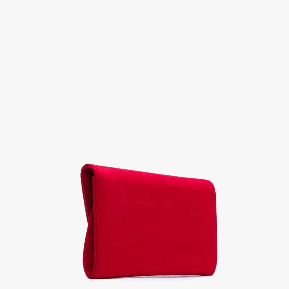 Flash Red Suedette Clutch Bag