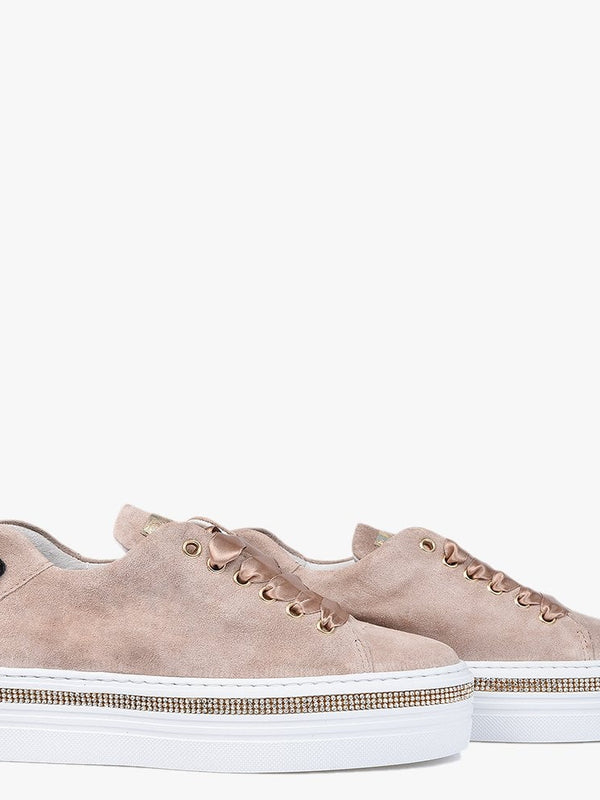 Compostela Nude Suede Embellished Trainers
