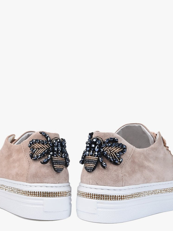 Compostela Nude Suede Embellished Trainers