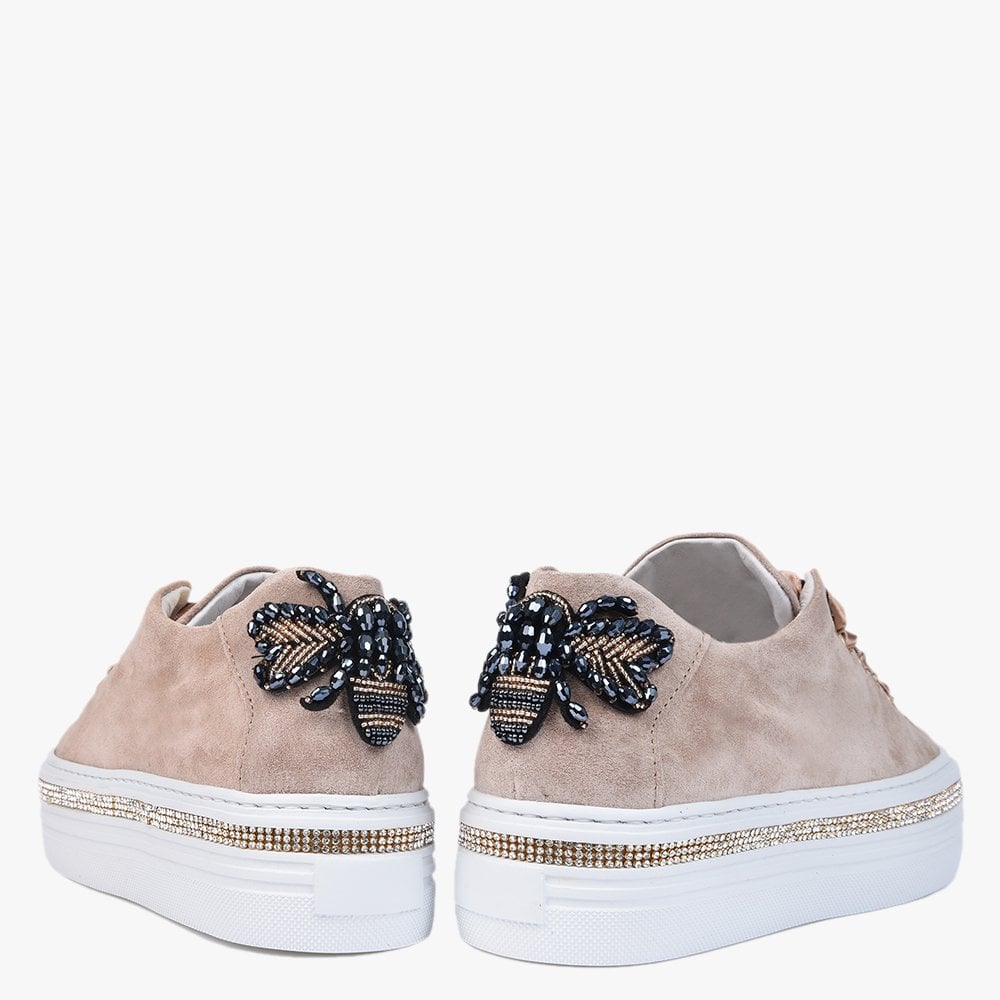 Compostela Nude Suede Embellished Trainers