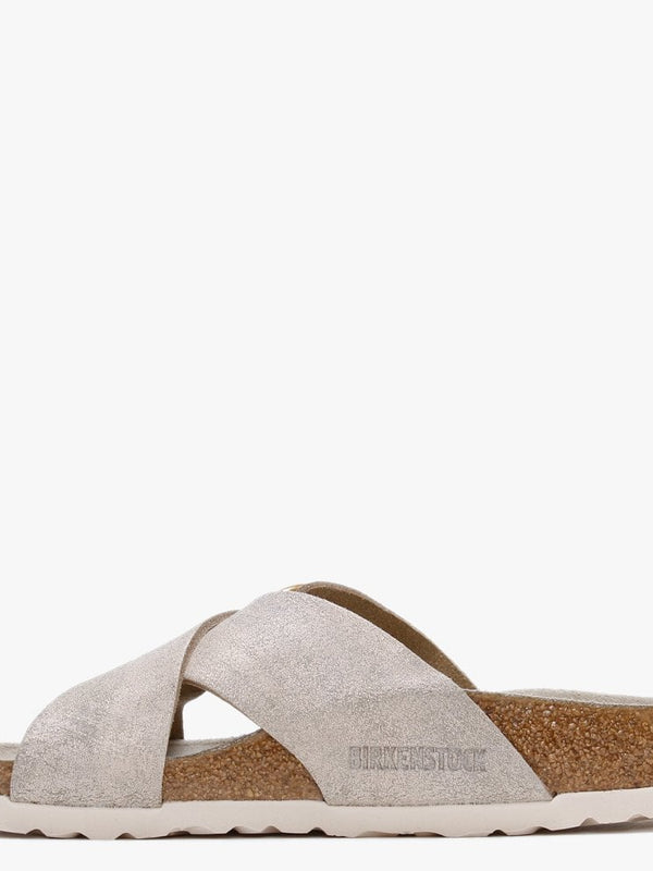 Siena Big Buckle Washes Metallic Rose Gold Leather Mules
