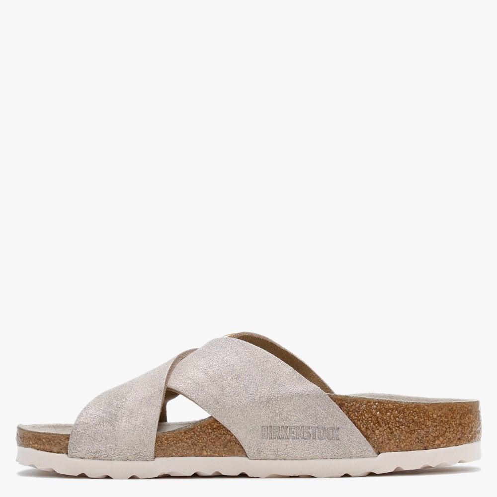 Siena Big Buckle Washes Metallic Rose Gold Leather Mules