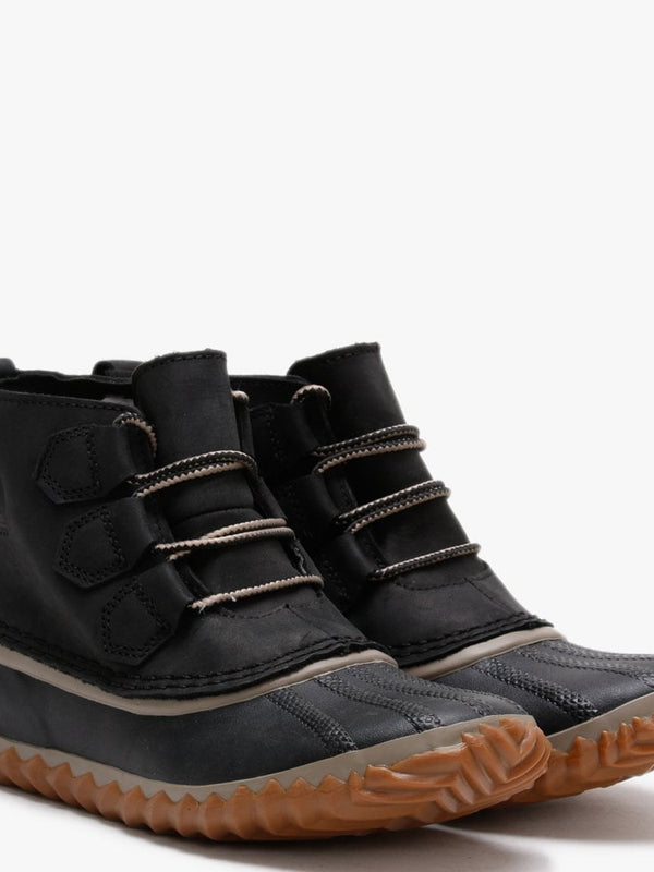 Out N About Black Leather Duck Boots
