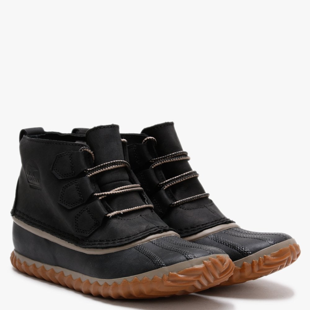 Out N About Black Leather Duck Boots