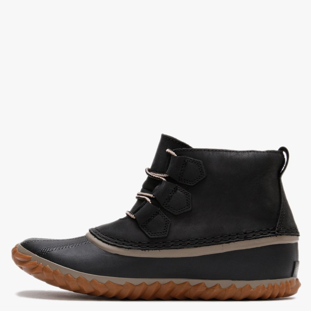 Out N About Black Leather Duck Boots