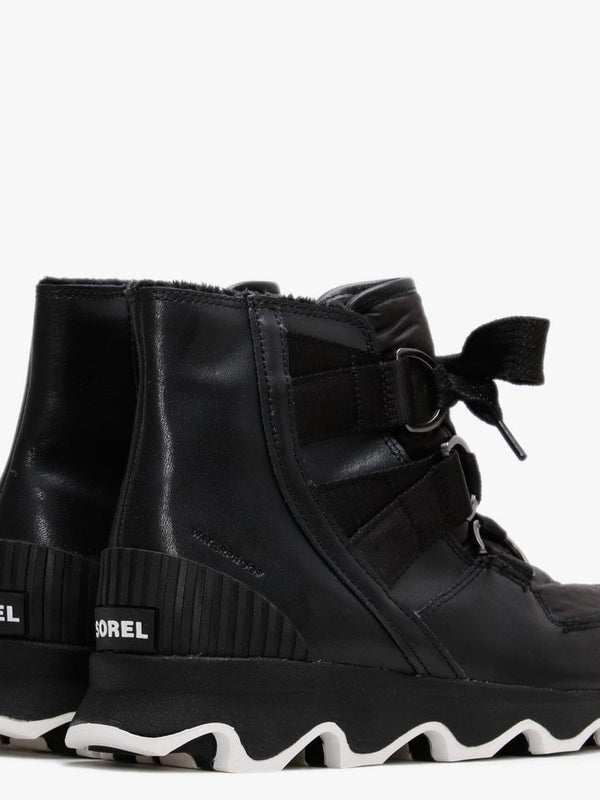 Kinetic Black Leather Short Lace Ankle Boots
