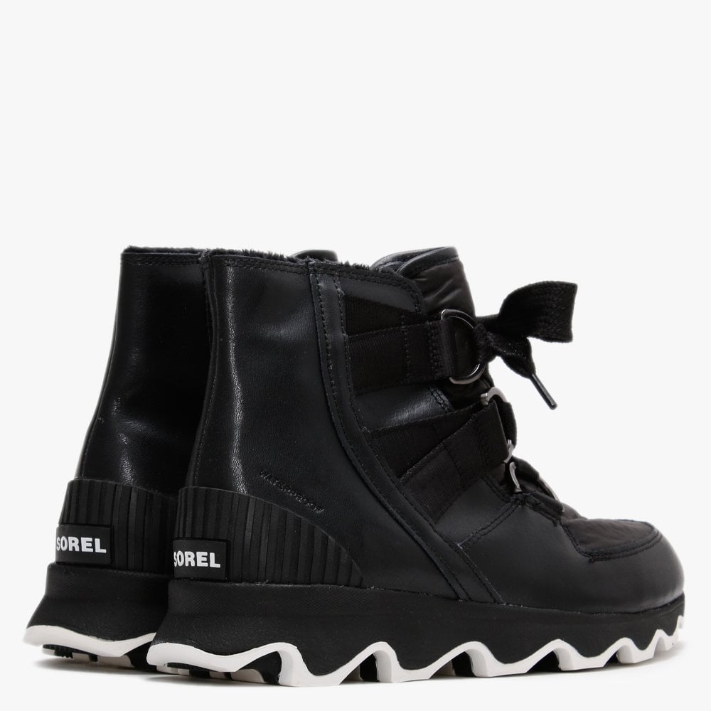 Kinetic Black Leather Short Lace Ankle Boots