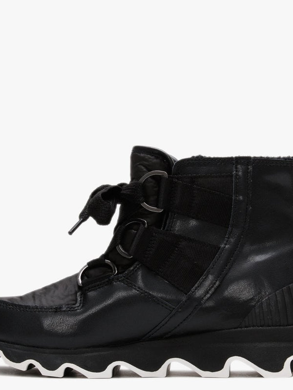 Kinetic Black Leather Short Lace Ankle Boots