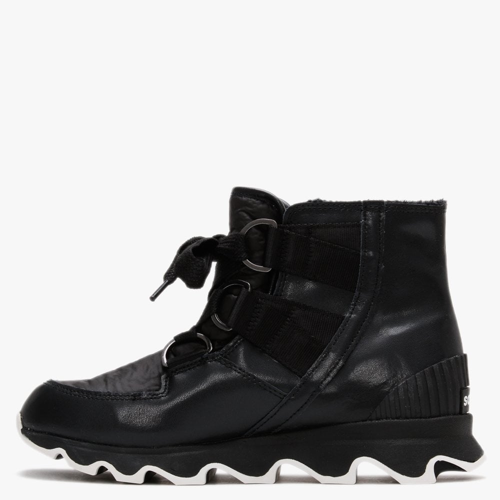 Kinetic Black Leather Short Lace Ankle Boots