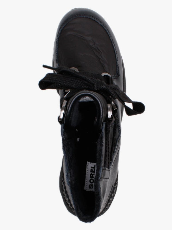 Kinetic Black Leather Short Lace Ankle Boots