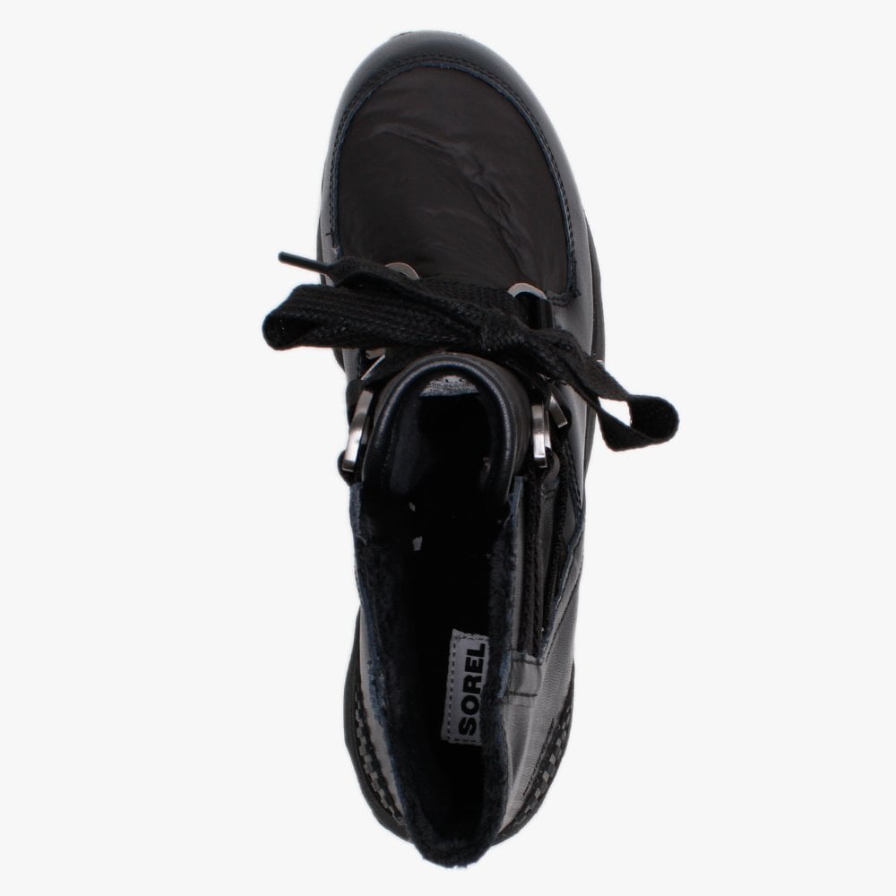 Kinetic Black Leather Short Lace Ankle Boots