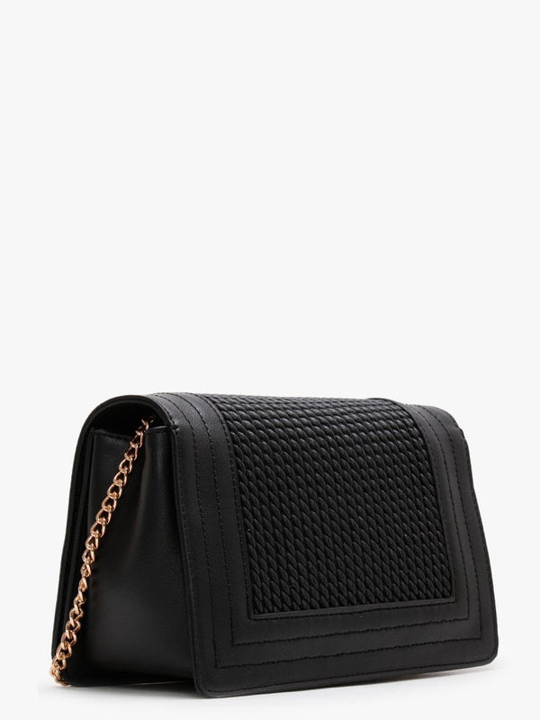 Jarvey Pattina Black Quilted Front Flap Shoulder Bag
