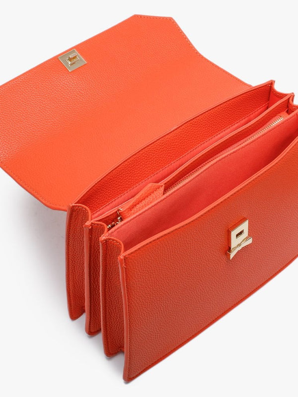 Cartella Orange Pebbled Shoulder Bag