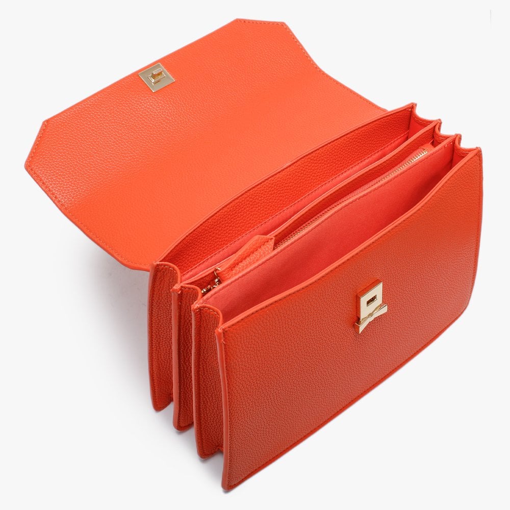 Cartella Orange Pebbled Shoulder Bag