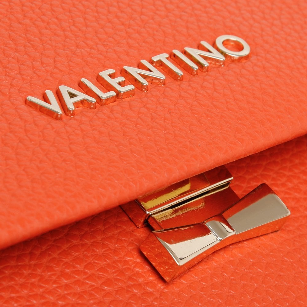 Cartella Orange Pebbled Shoulder Bag