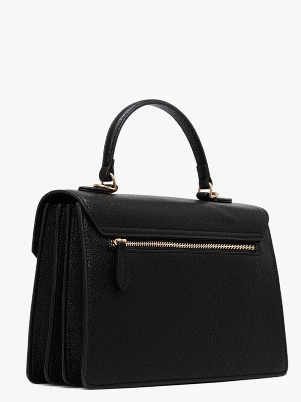 Cartella Black Pebbled Shoulder Bag