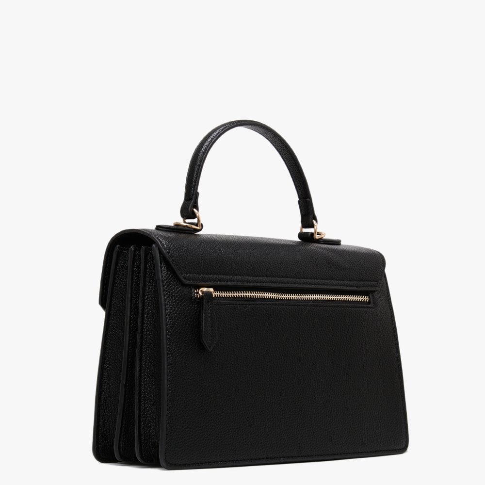 Cartella Black Pebbled Shoulder Bag