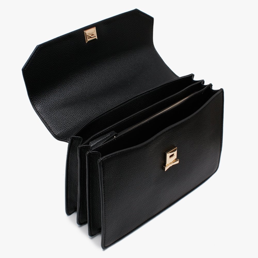 Cartella Black Pebbled Shoulder Bag
