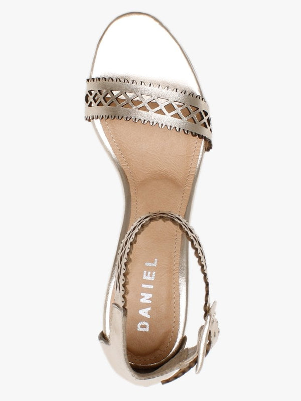 Silvo Gold Metallic Leather Laser Cut Heeled Sandals