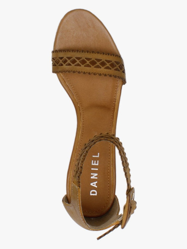 Silvo Tan Leather Laser Cut Heeled Sandals