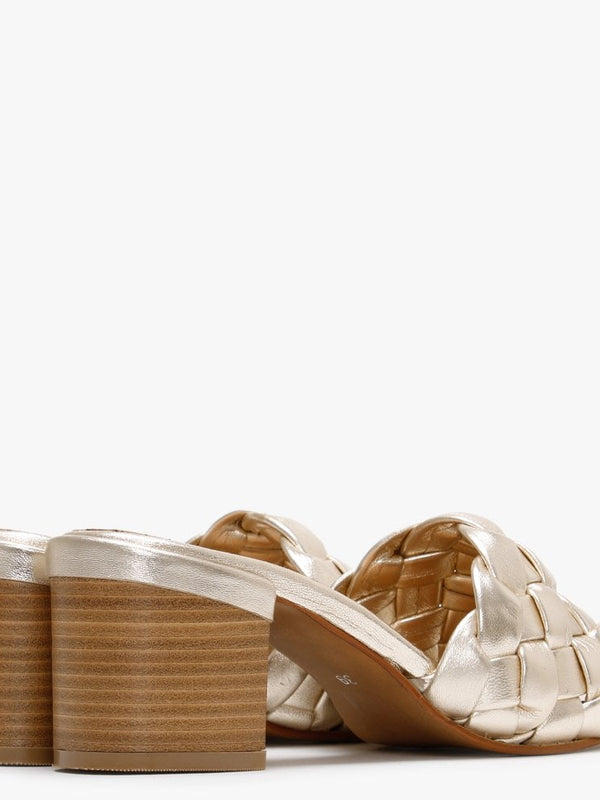 Sidia Gold Leather Chunky Woven Mules