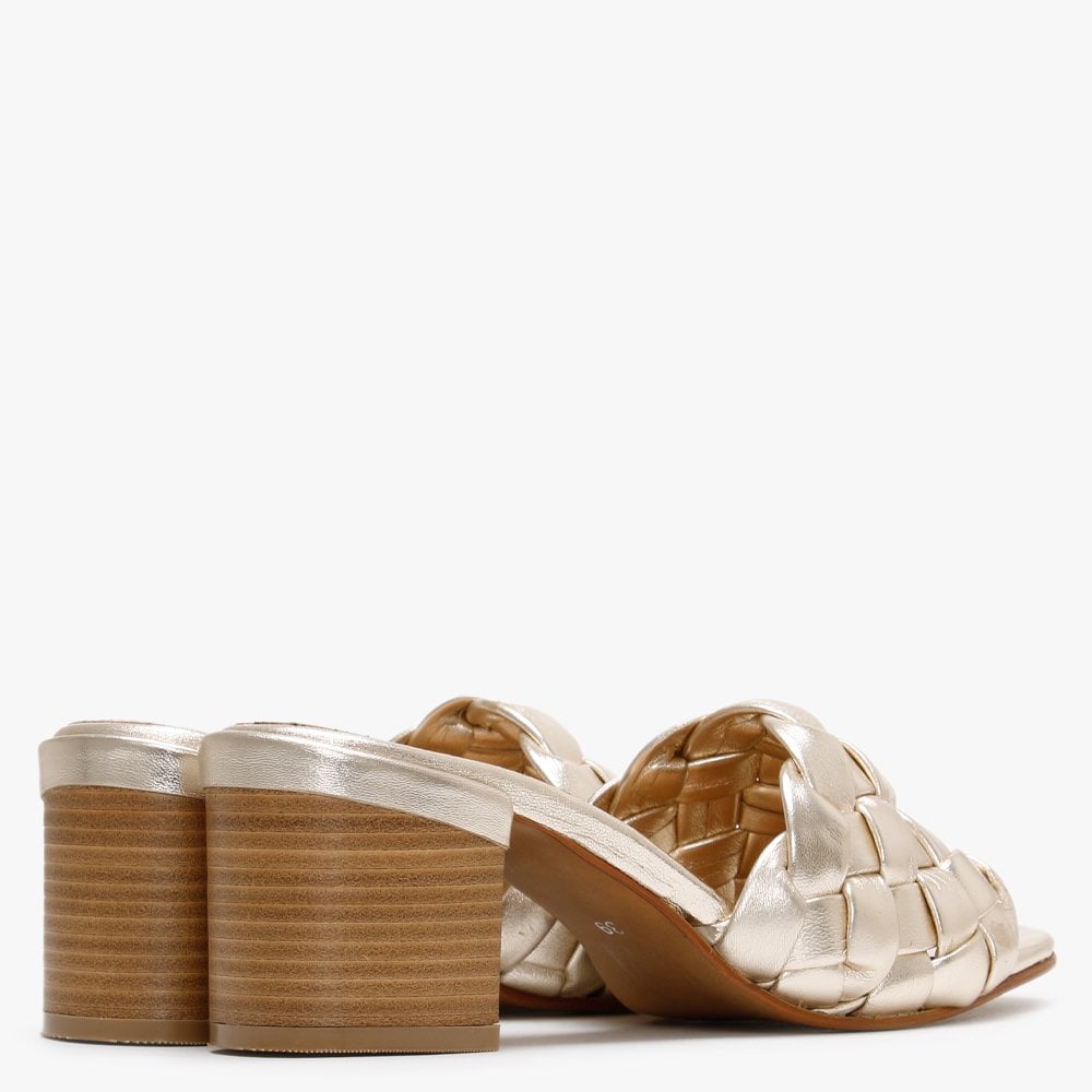 Sidia Gold Leather Chunky Woven Mules