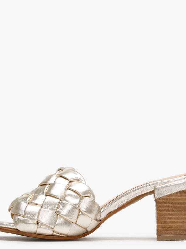 Sidia Gold Leather Chunky Woven Mules