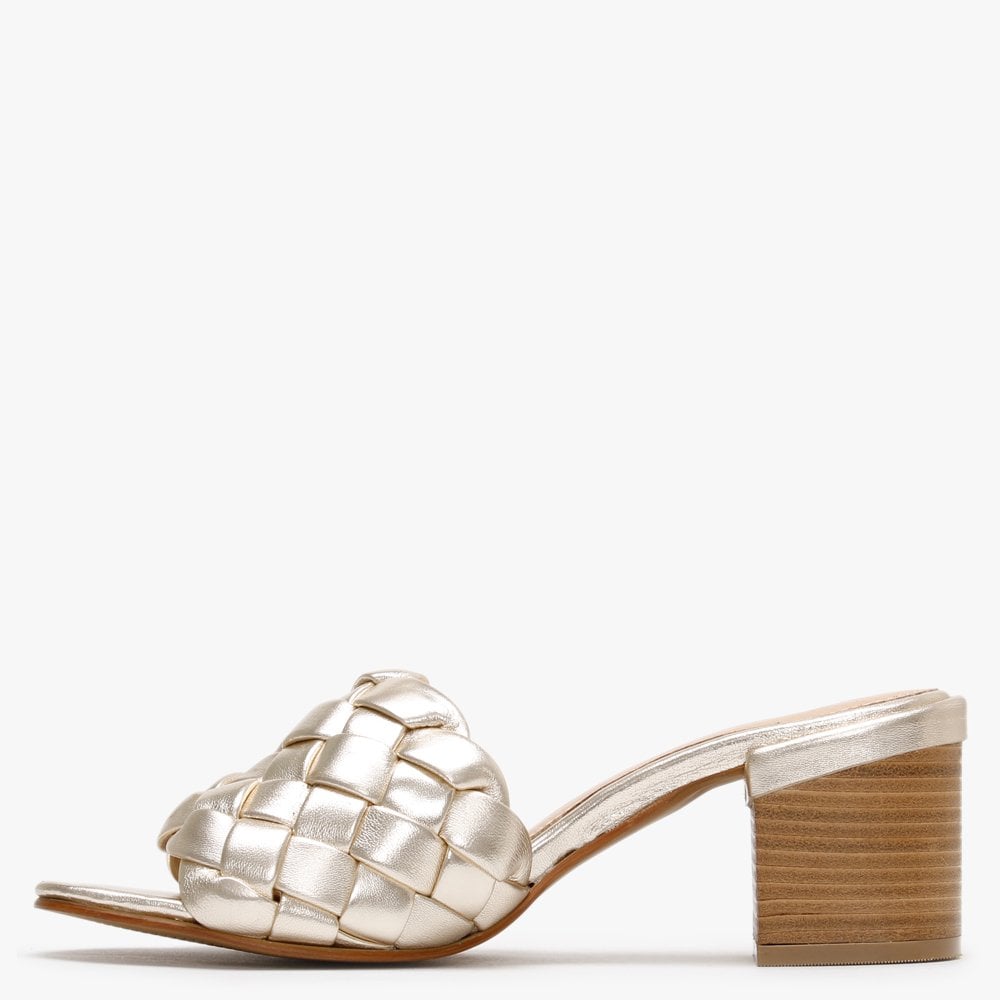 Sidia Gold Leather Chunky Woven Mules