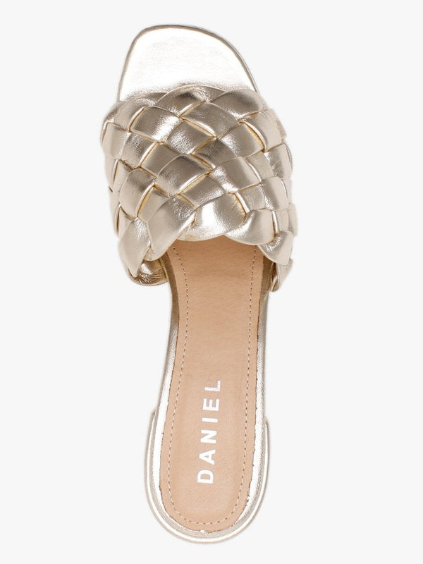 Sidia Gold Leather Chunky Woven Mules