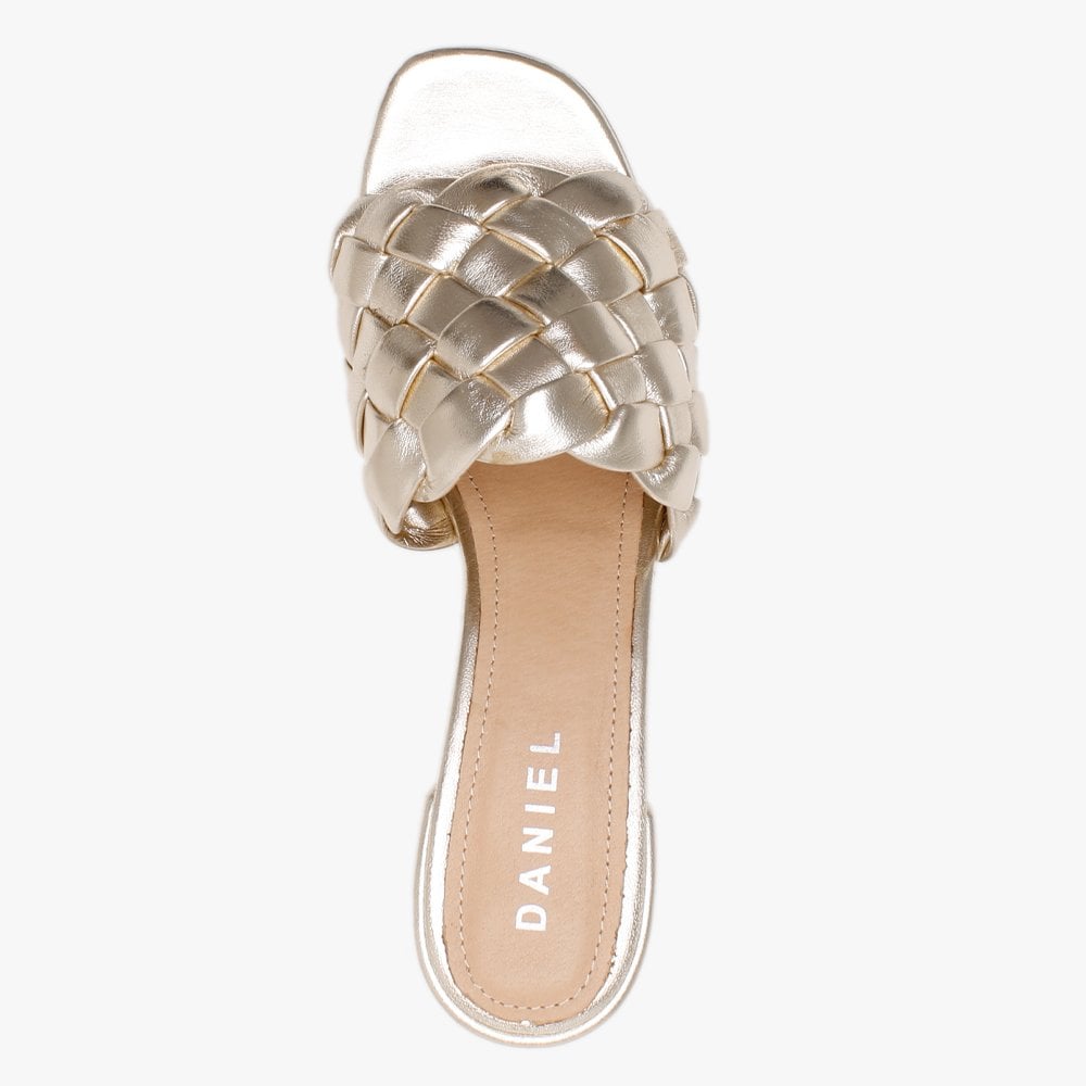 Sidia Gold Leather Chunky Woven Mules