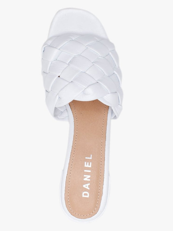 Sidia White Leather Chunky Woven Mules