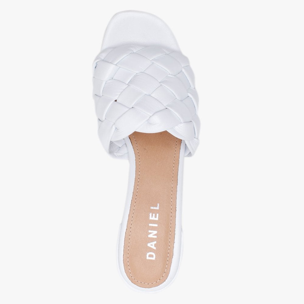 Sidia White Leather Chunky Woven Mules