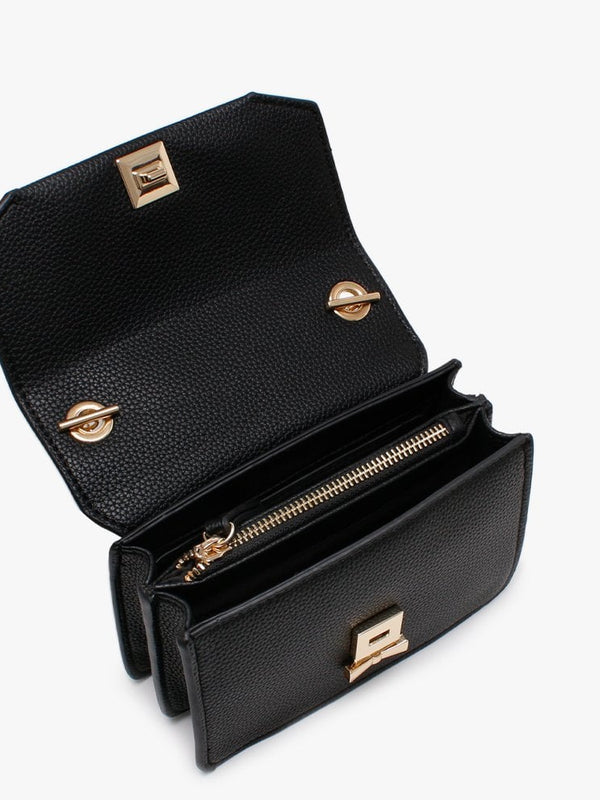 Pattina Black Pebbled Shoulder Bag