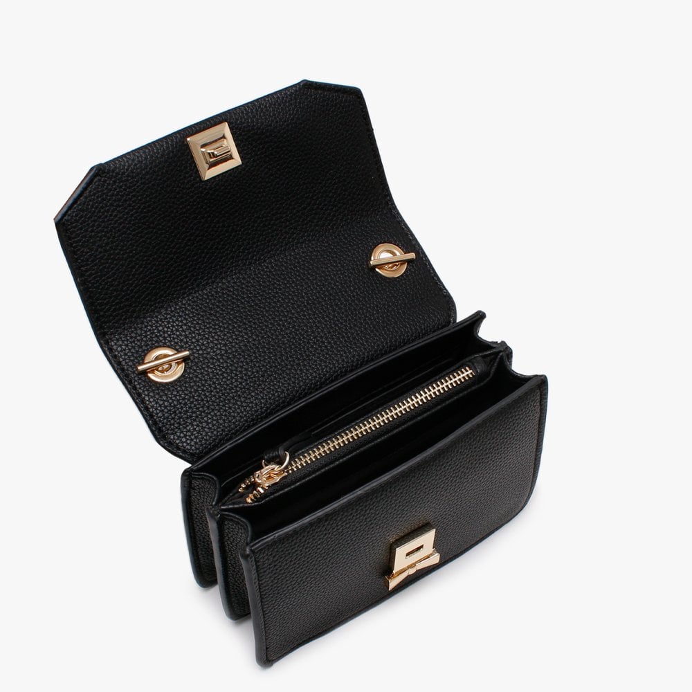 Pattina Black Pebbled Shoulder Bag