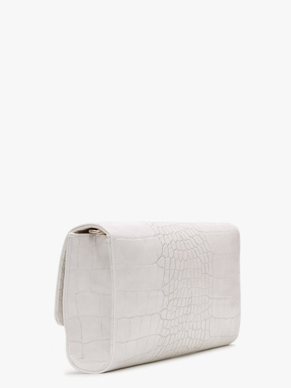 Audrey White Moc Croc Clutch Bag