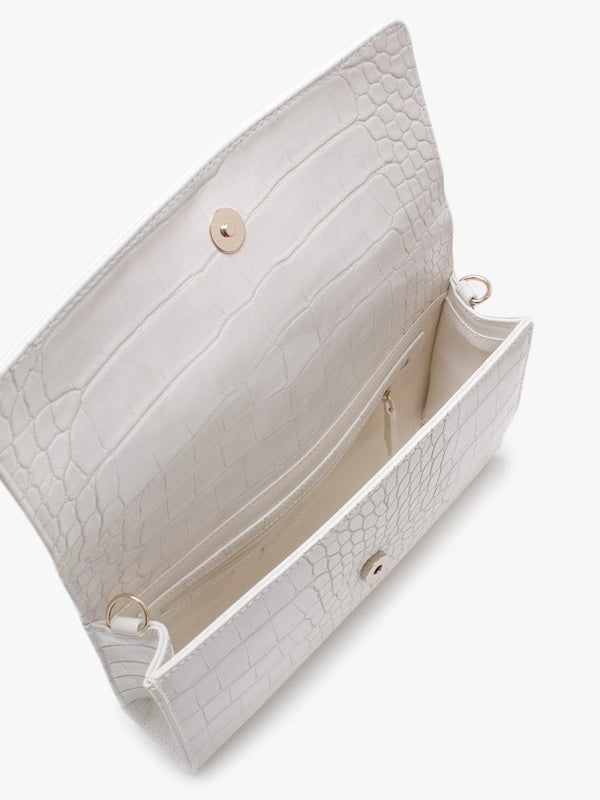 Audrey White Moc Croc Clutch Bag