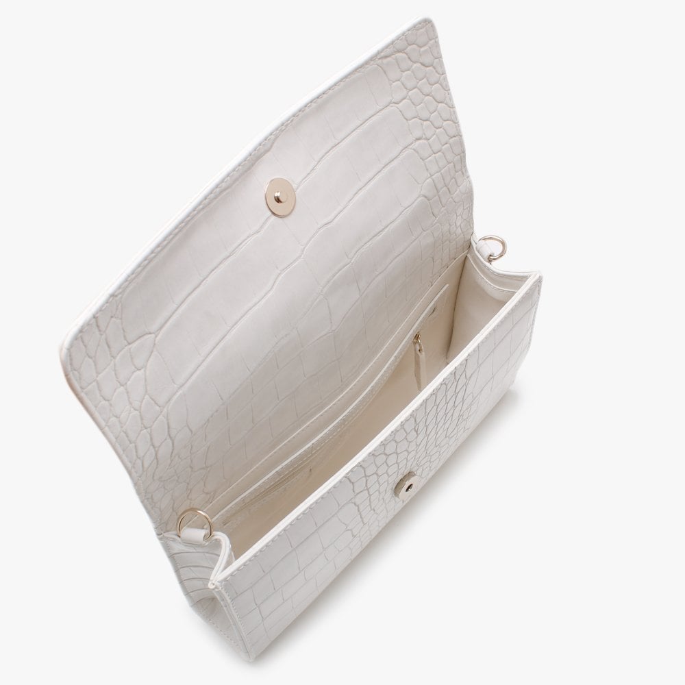 Audrey White Moc Croc Clutch Bag