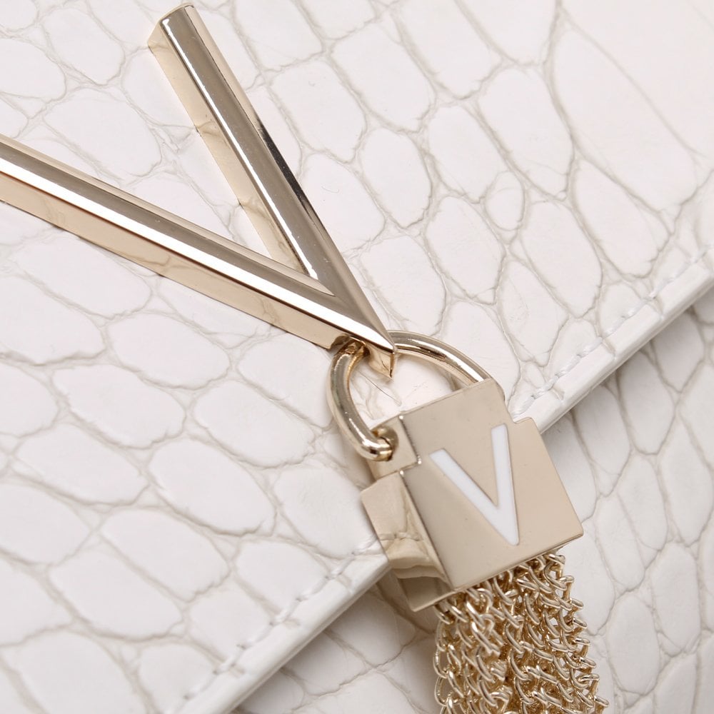 Audrey White Moc Croc Clutch Bag
