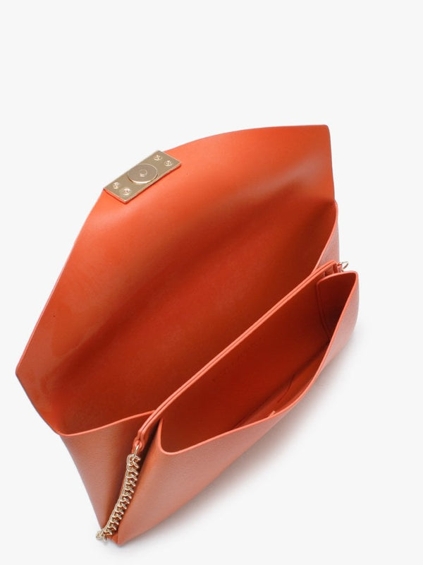 Arpie Orange Saffiano Envelope Pochette Bag