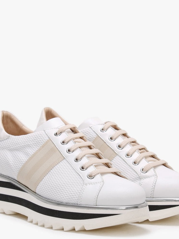 Normandy White Leather & Mesh Chunky Trainers