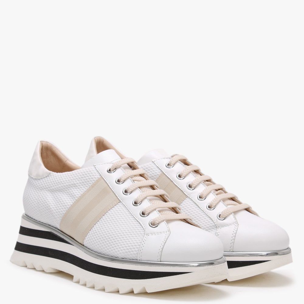 Normandy White Leather & Mesh Chunky Trainers