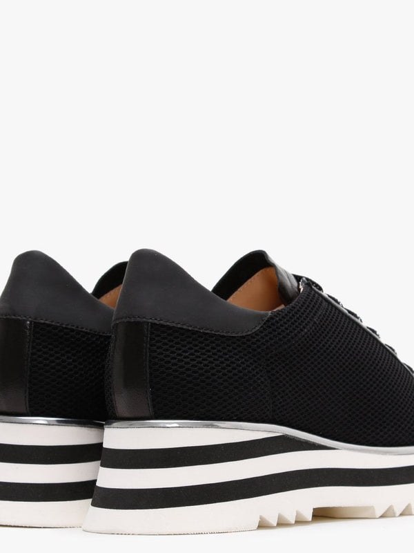 Normandy Black Leather & Mesh Chunky Trainers