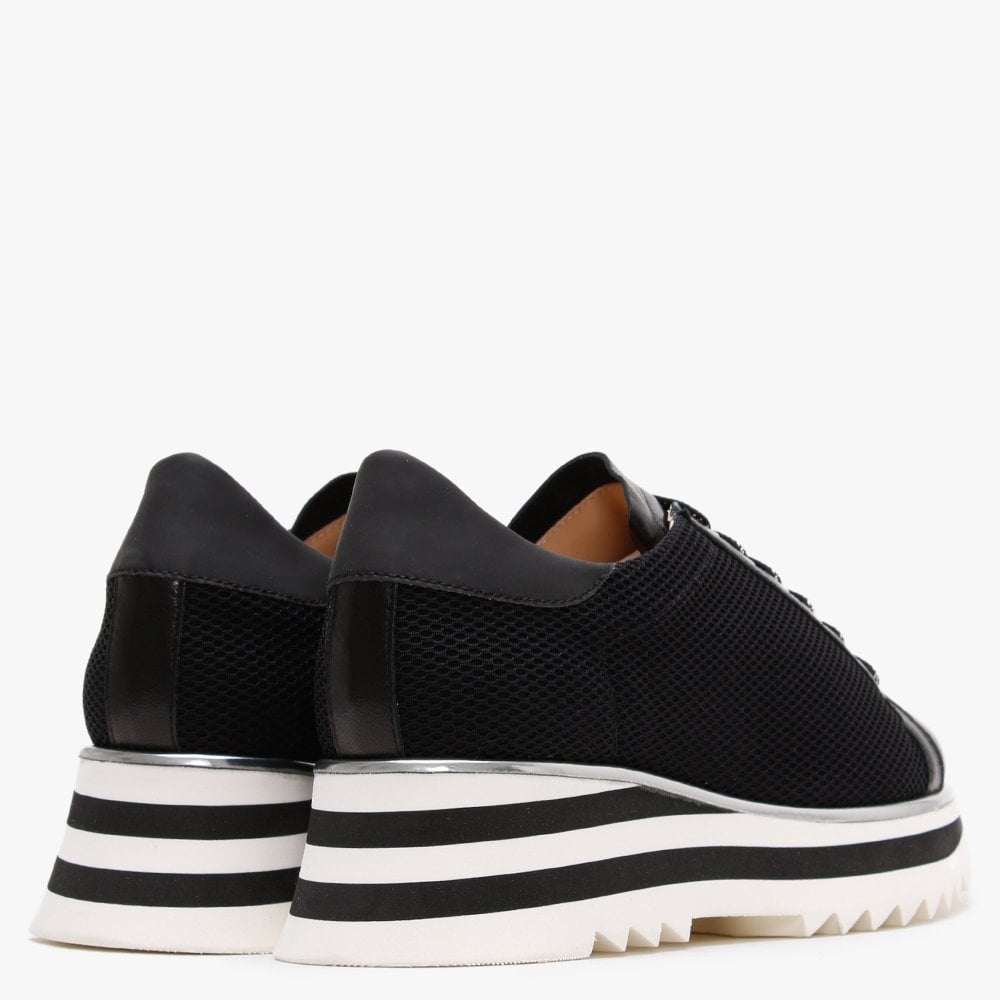 Normandy Black Leather & Mesh Chunky Trainers