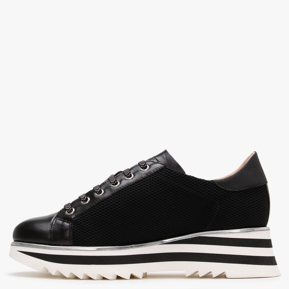 Normandy Black Leather & Mesh Chunky Trainers