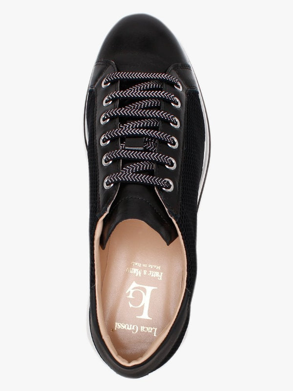 Normandy Black Leather & Mesh Chunky Trainers