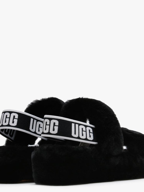 Fluff Oh Yeah Black Sheepskin Sliders