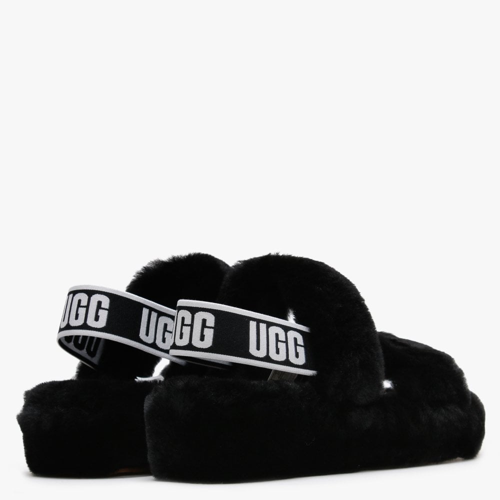 Fluff Oh Yeah Black Sheepskin Sliders
