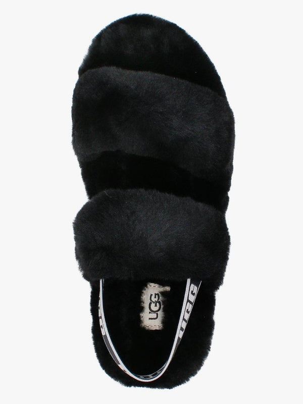 Fluff Oh Yeah Black Sheepskin Sliders