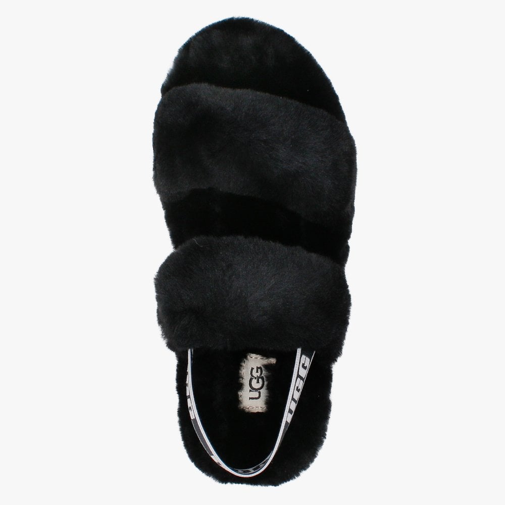 Fluff Oh Yeah Black Sheepskin Sliders