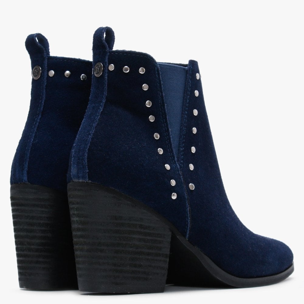 Benie Navy Suedettte Studded Ankle Boots